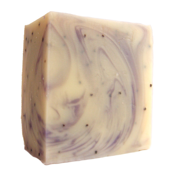 savon saponifié à froid exfoliant lavandin et pavot, petit format