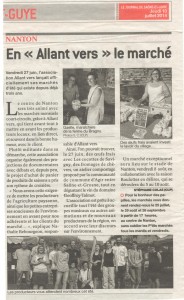 Lire la suite à propos de l’article Article sur le marché des producteurs de Nanton « Allant vers »
