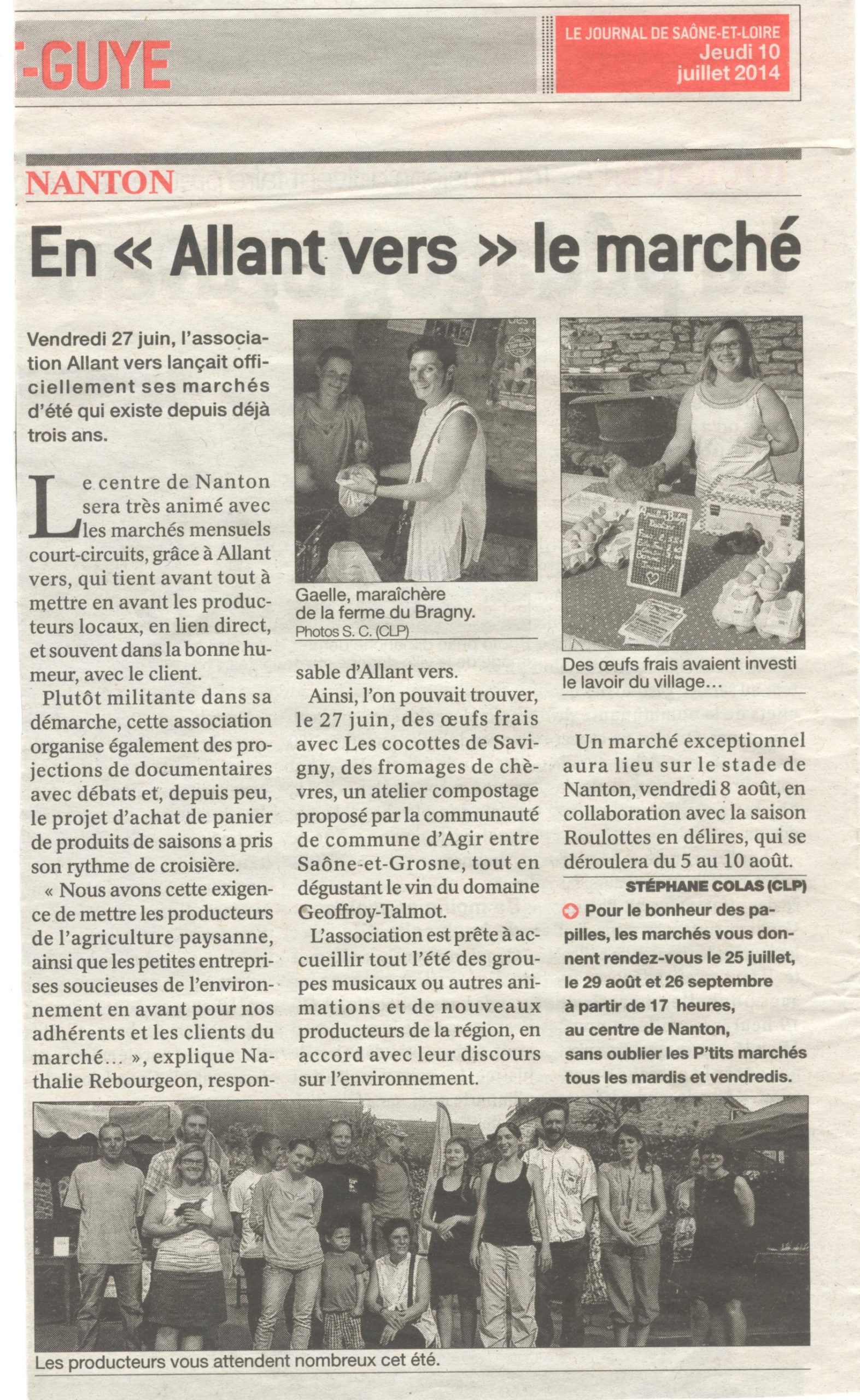 Vous consultez actuellement Article sur le marché des producteurs de Nanton « Allant vers »