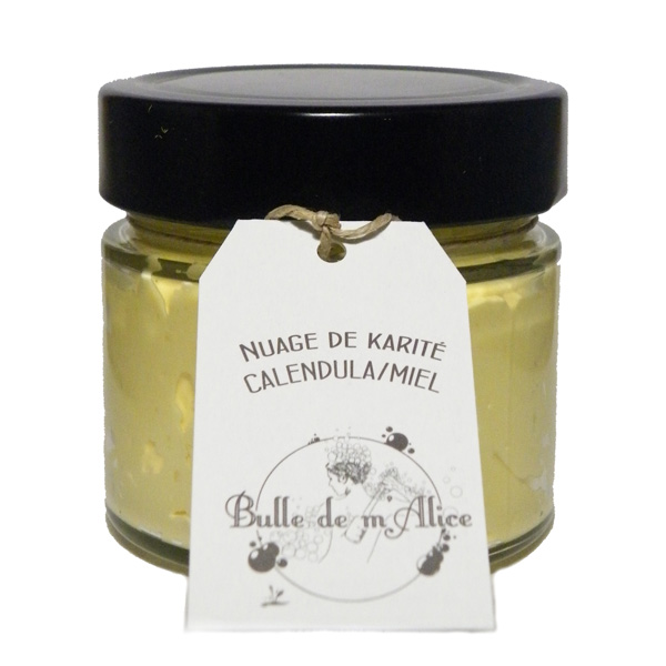 pot en verre de nuage de karité calendula miel (texture chantilly)