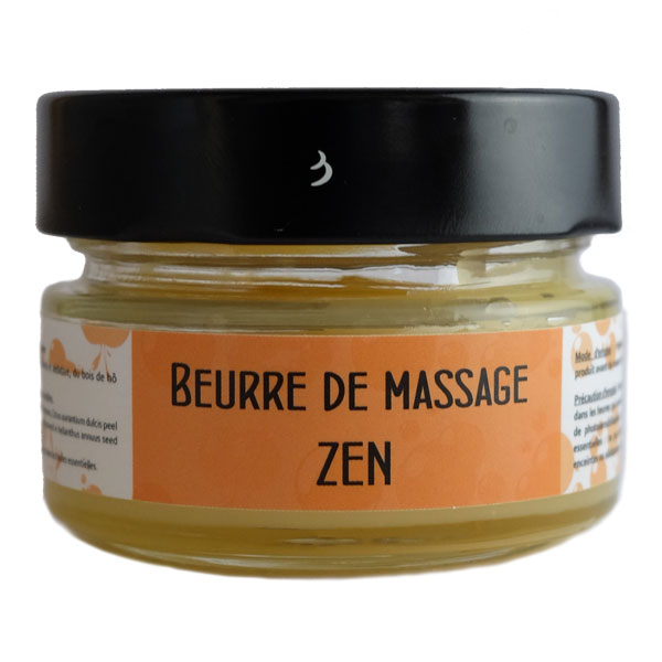 pot en verre de beurre de massage zen