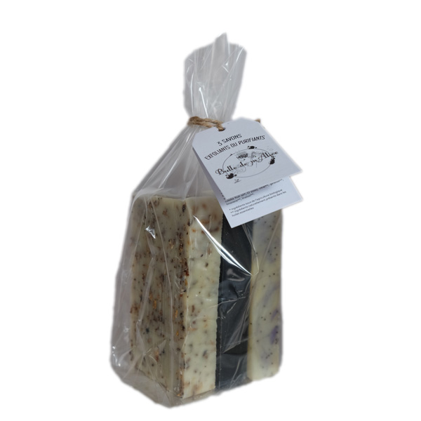 Lot emballé savons purifiants exfoliants