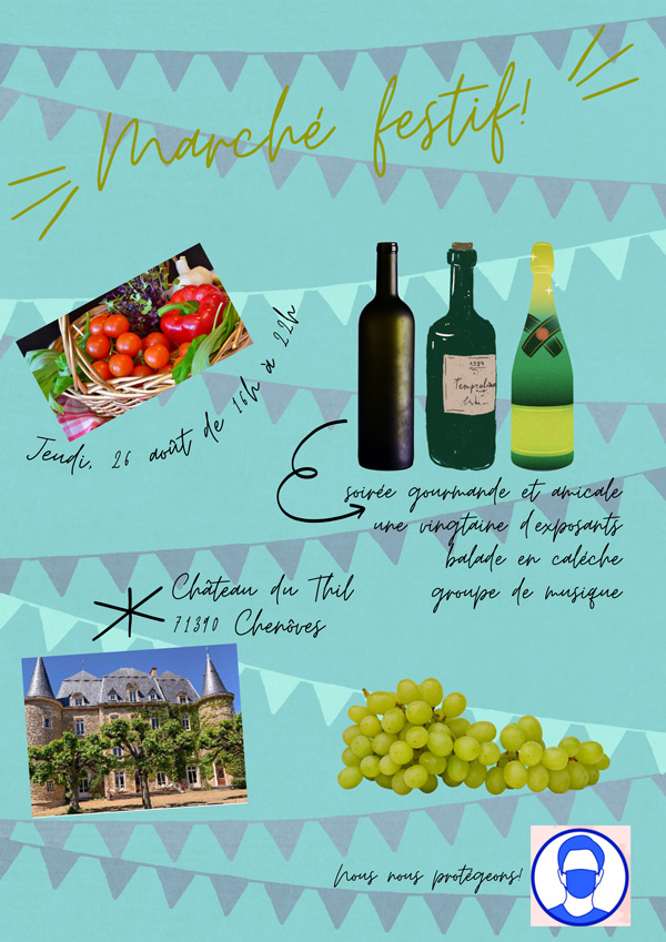 Lire la suite à propos de l’article Bulle de m&rsquo;Alice présente au marché festif du château du Thil ce jeudi 26/08/2021