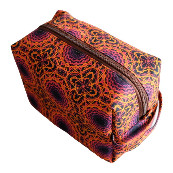 trousse de toilette cousue maison orange fluo