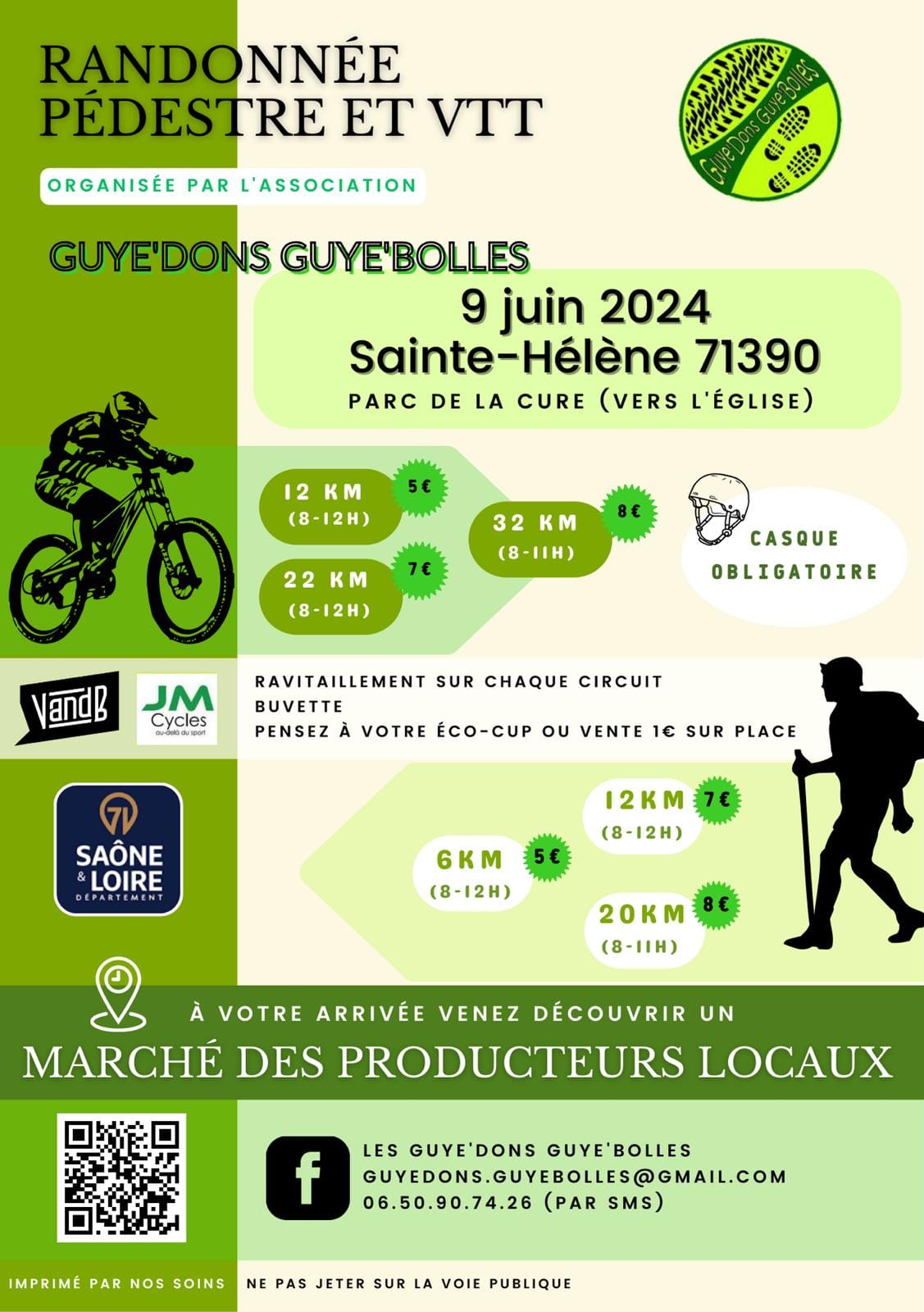 Lire la suite à propos de l’article Marché de producteurs en parallèle de la marche organisée par les Guye&rsquo;dons Guye&rsquo;bolles à St Hélène le 9 juin 2024