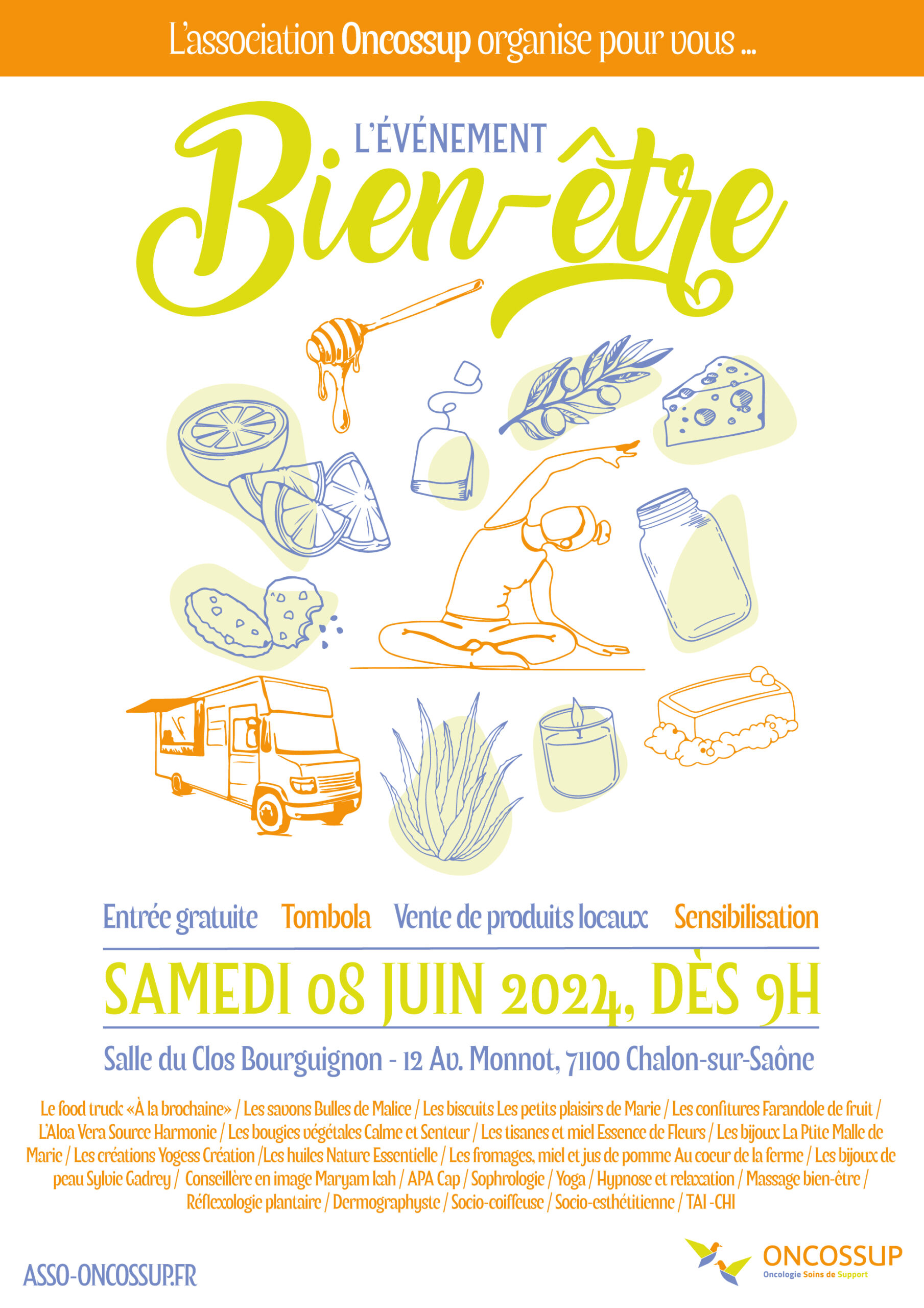 Lire la suite à propos de l’article Forum bien être d&rsquo;Oncossup le 8 juin 2024 à Chalon-sur-Saône