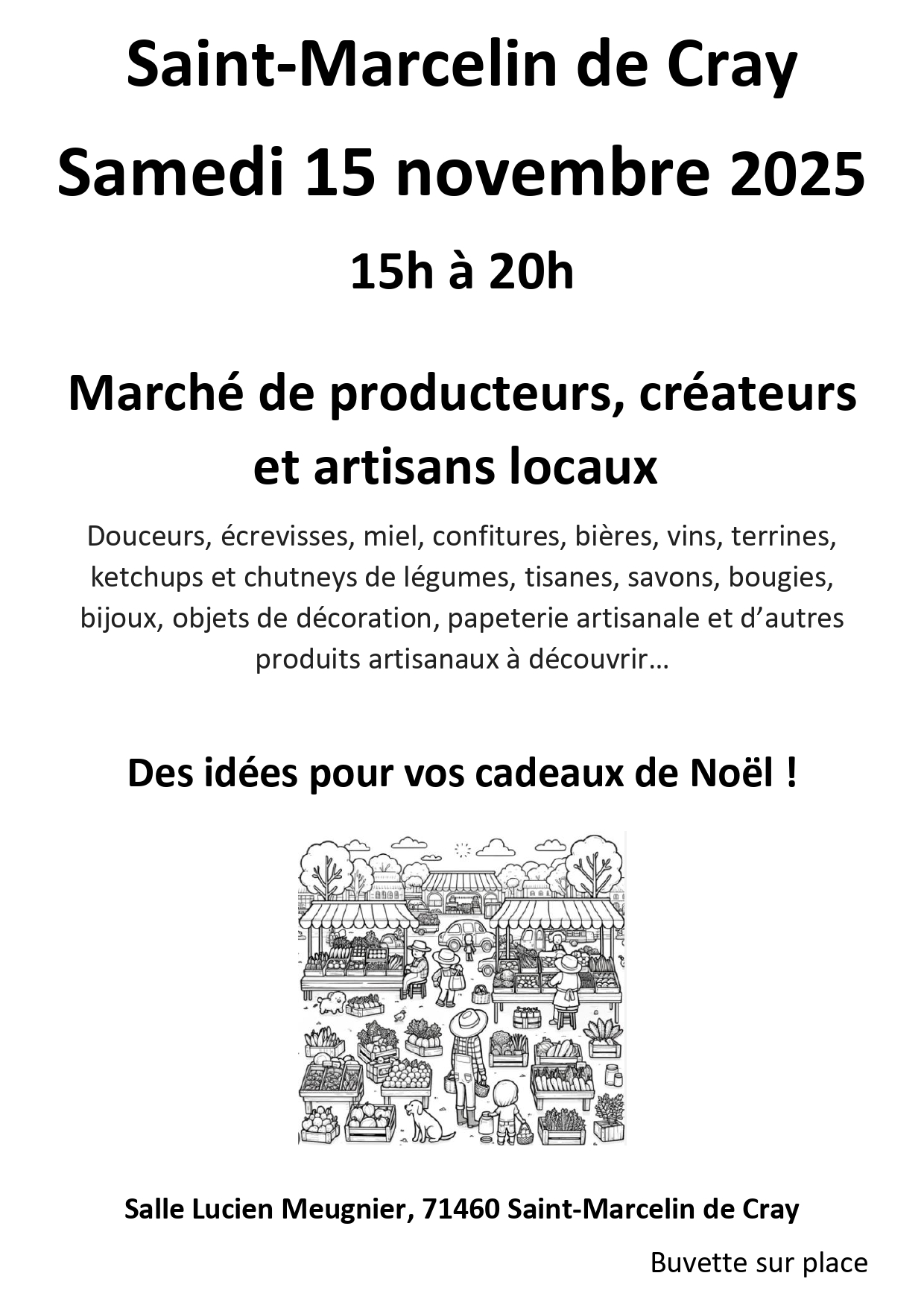 Lire la suite à propos de l’article Marché d&rsquo;hiver à St Marcelin de Cray le 15 novembre 2025