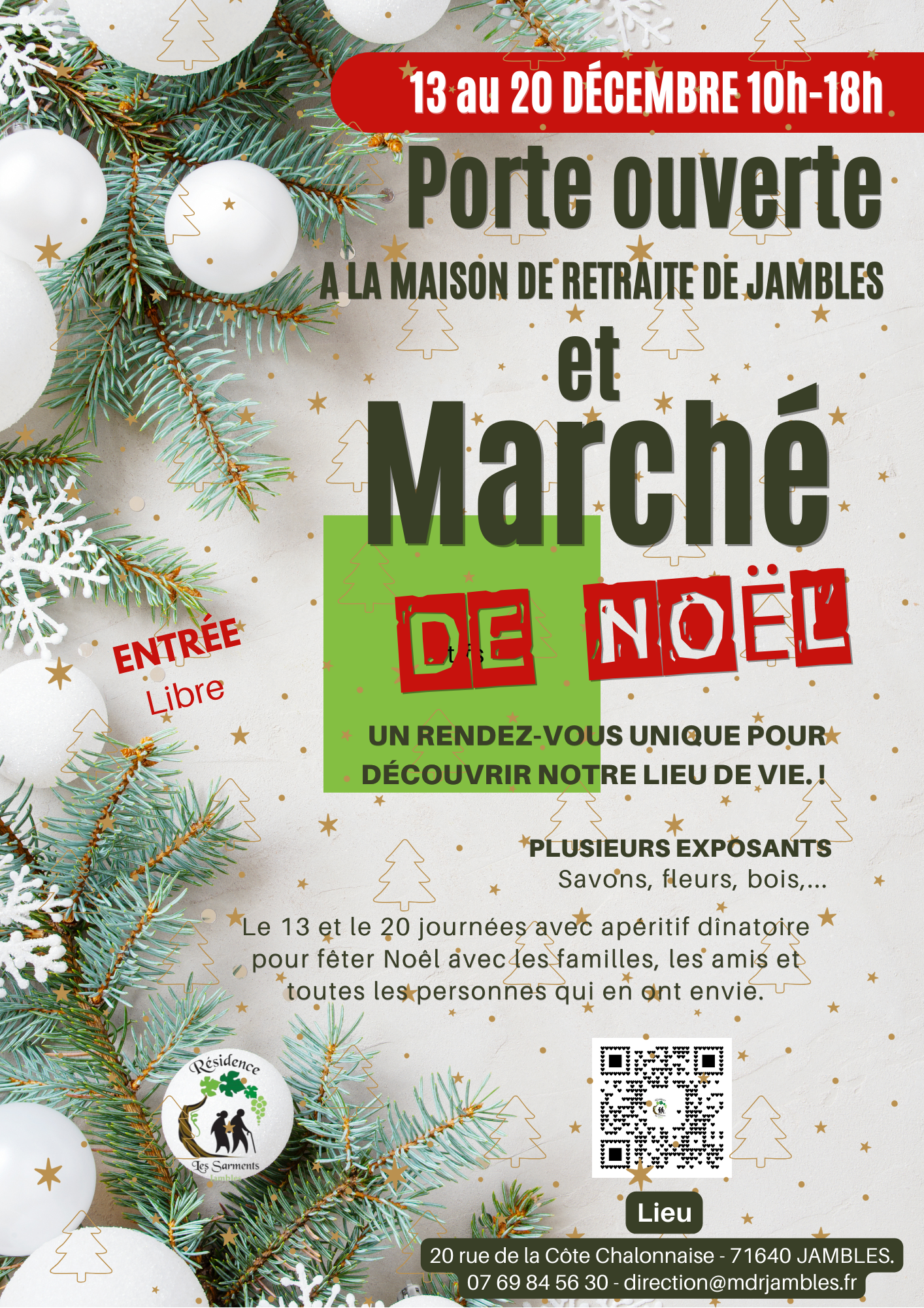 Lire la suite à propos de l’article marché de Noël à la maison de retraite de Jambles le 20/12/2025