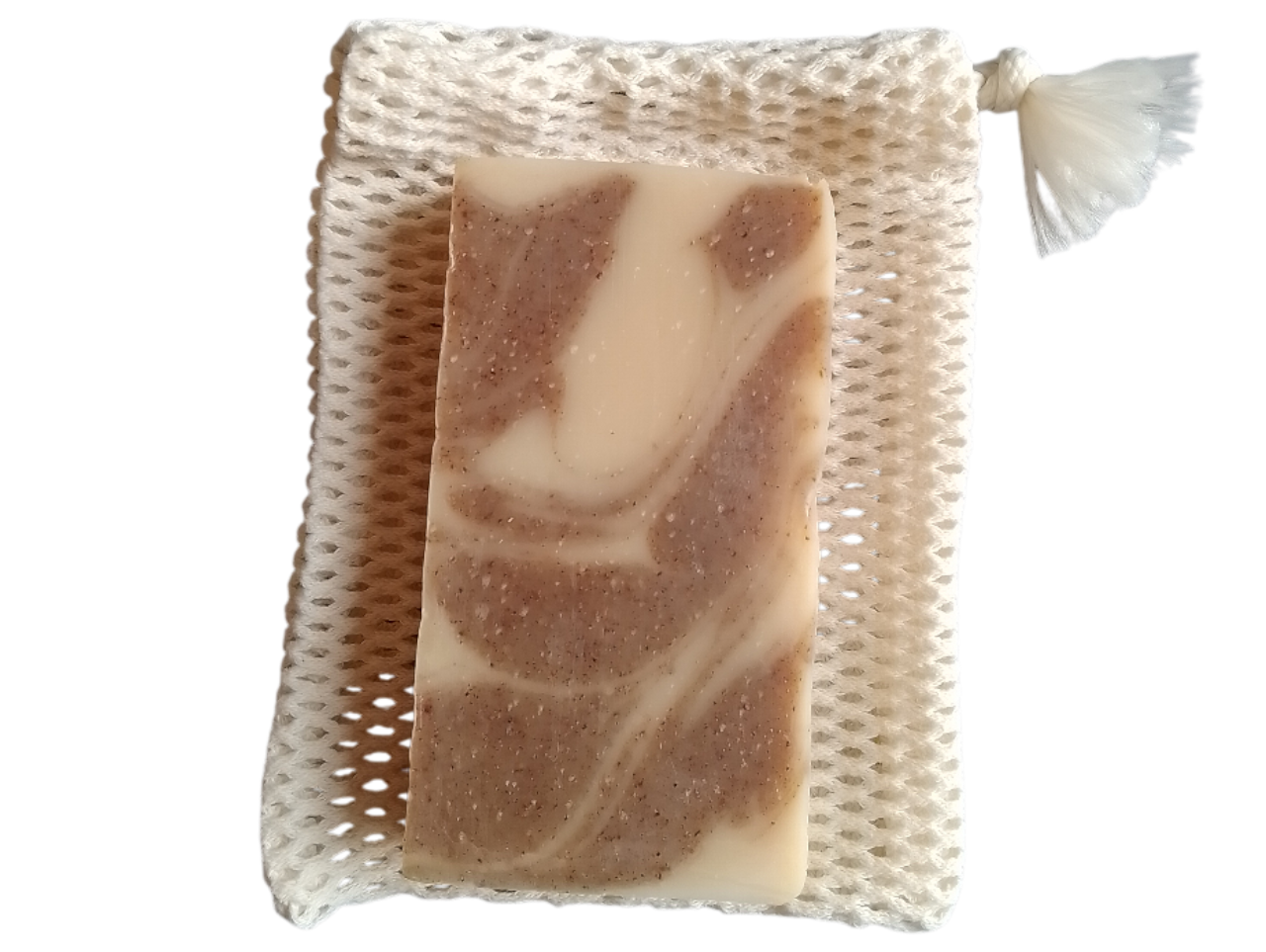 notre savon sur un filet à savon