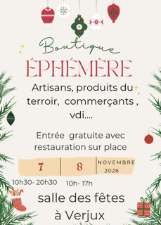 Lire la suite à propos de l’article Boutique éphémère à Verjux les 7 et 8 novembre 2026